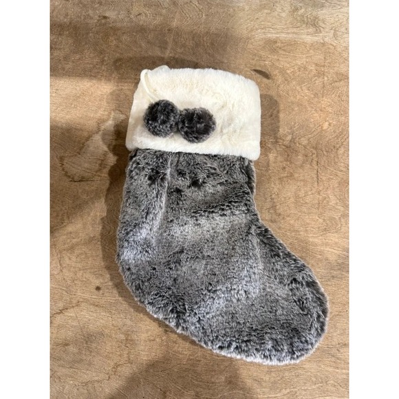 Other - Faux Fur Christmas Stocking Grey Pom Pom
